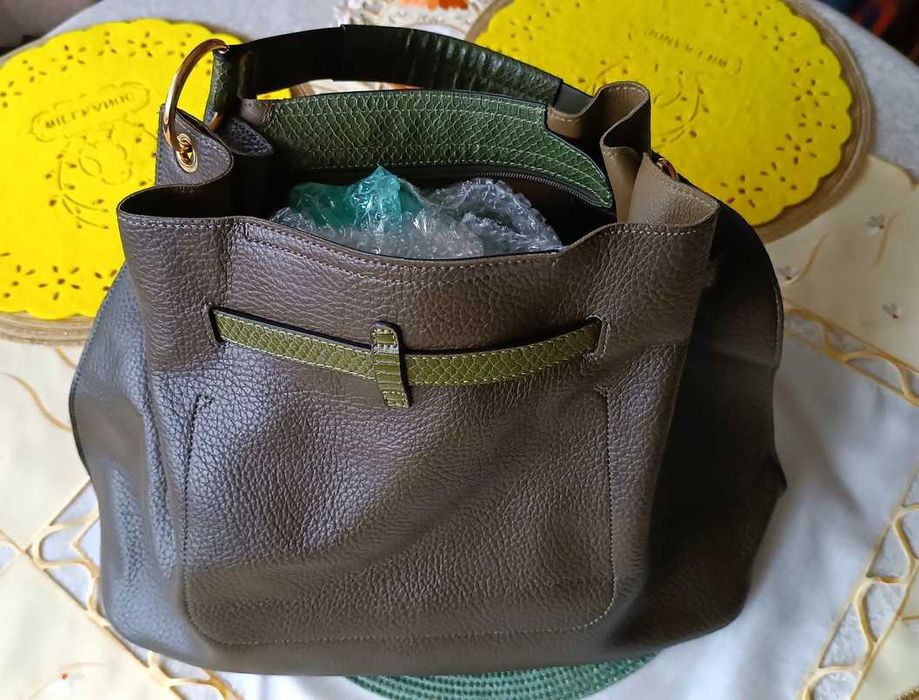 Torba damska Shopper, zielona oliwka, nowa