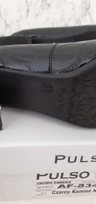 Buty czółenka Pulso skóra Czarny Kamień  roz. 36