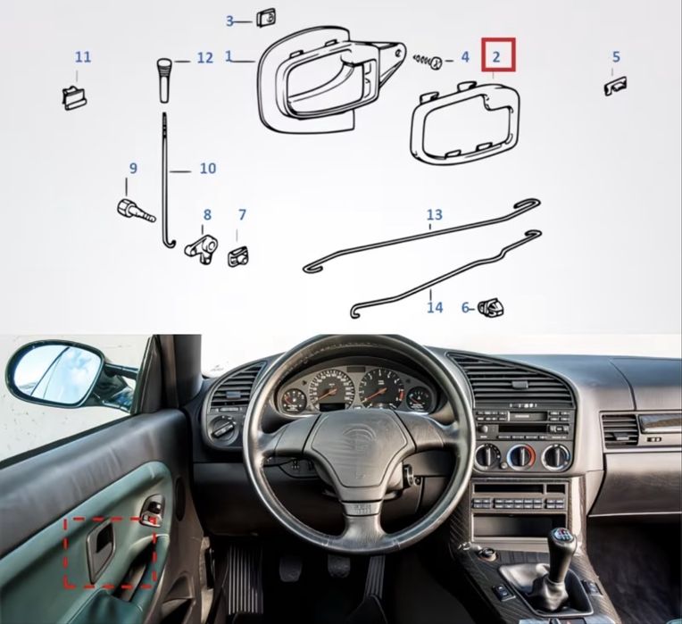 Moldura Puxador Maçaneta Interna Bmw E36 (envio incluso)