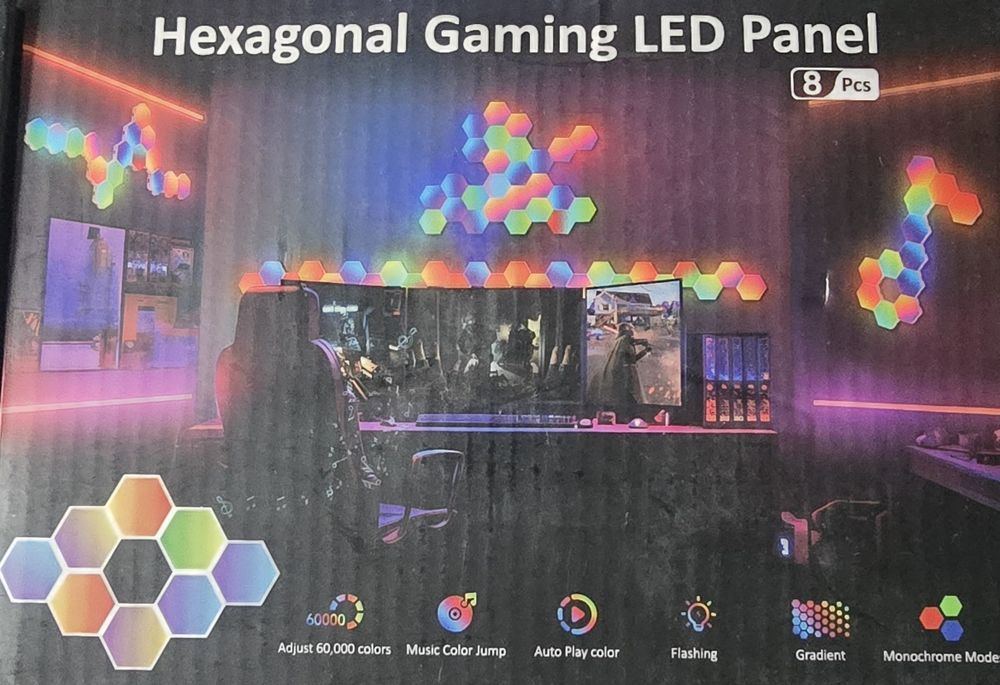 8 sztuk sześciokątne panele do gier RGB z aplikacją i pilotem