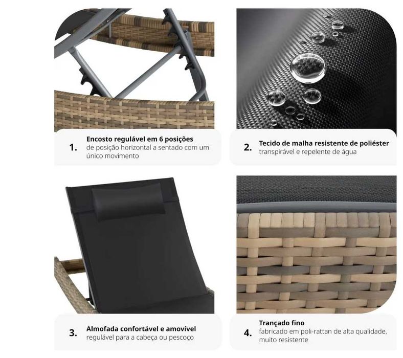 Espreguiçadeira Rattan NOVA