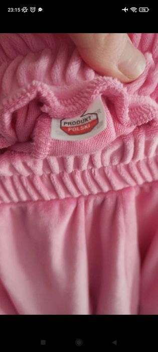 Komplet welurowy cukierek cukierkowy róż UNI