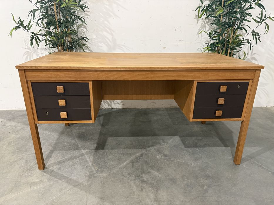 Piękne dwustronne biurko jesionowe Domino Mobler duński design wysyłka