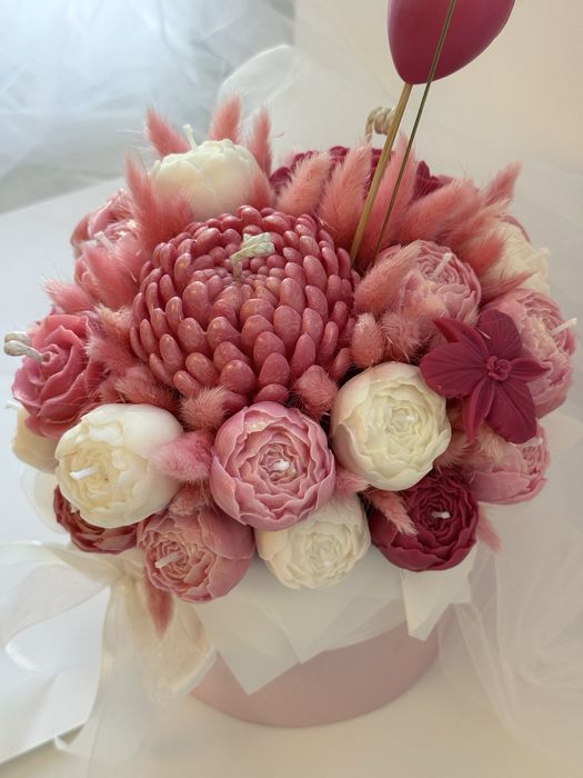 Букет із свічок ручної роботи | Подарунок на 8 березня | Соєві свічки