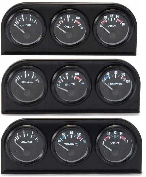 ZEGAR x3 Zegary Volt Ciśnienia Oleju Temperatury Wody Oleju Wskaźnik