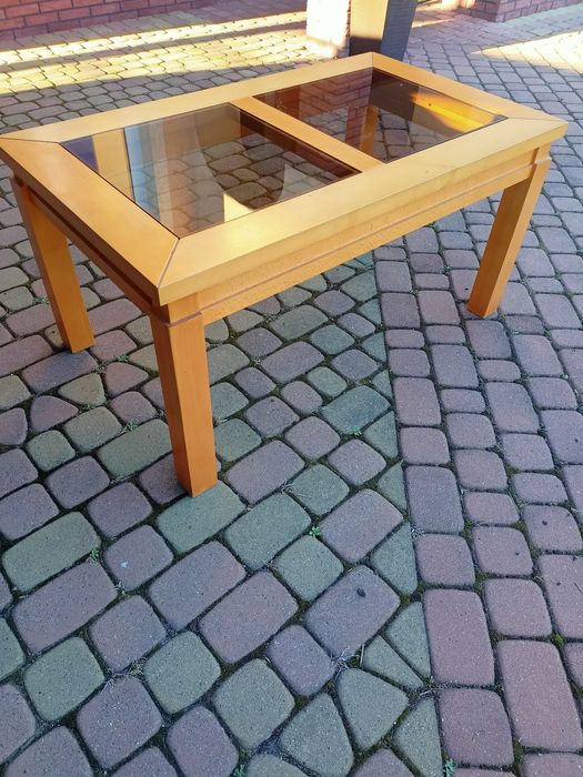 Ława drewniana - buk, szkło