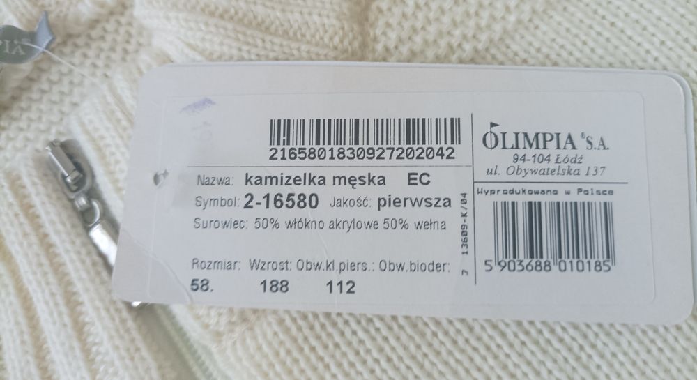 Kamizelka męska akryl 50%, wełna 50%