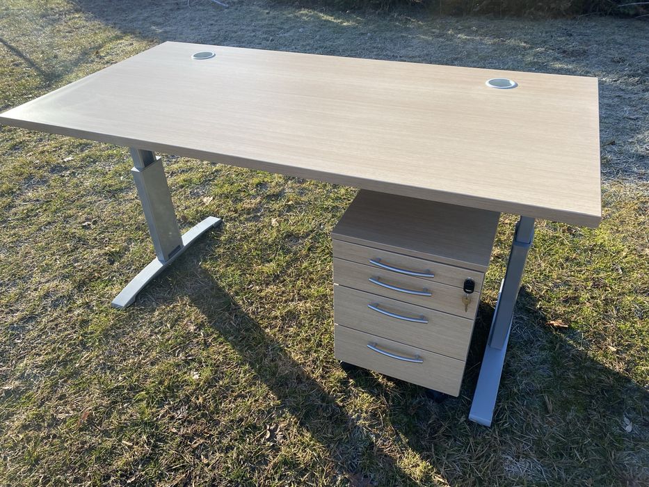 Biurko MDD  160x80 regulowana wysokość + roll kontener 4-szufladowy