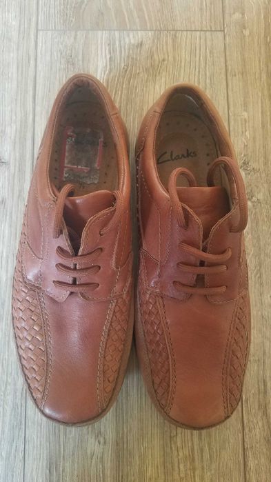 Buty CLARKS Superlight 41/42 26.5cm Skórzane* półbuty z plecionką Skóra* brązowe stan BDB