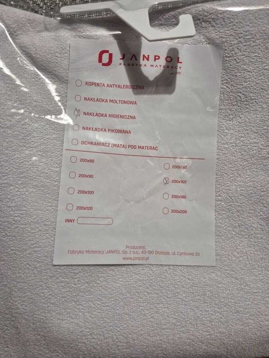 JANPOL nakładka higieniczna/ podkład higieniczny wodoodporny 200x160