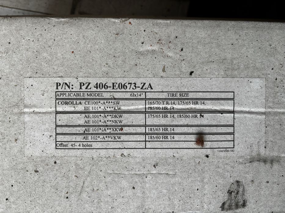 Quadro rodas original toyota zero