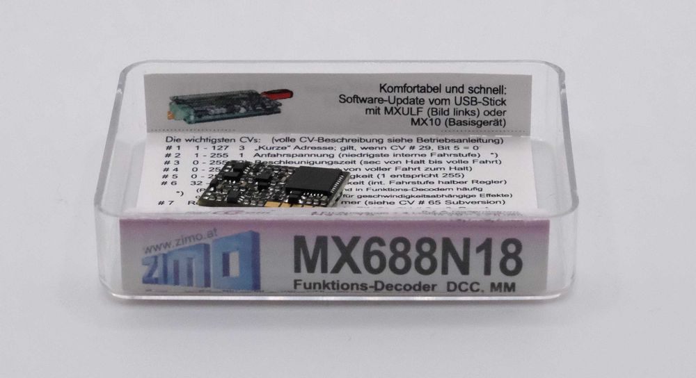 ZIMO MX688N18 Dekoder funkcyjny mikro DCC do modeli kolejowych