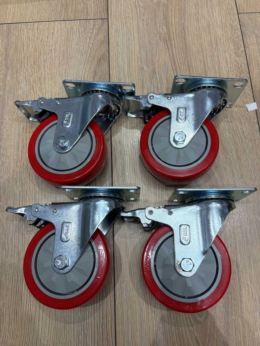 GBL – 6-calowe metalowe kółka samonastawne z 2 hamulcami + śruby R3-100mm