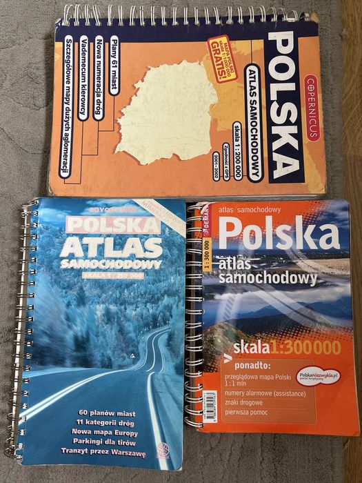 Atlasy atlas Polski vintage 3 szt komplet
