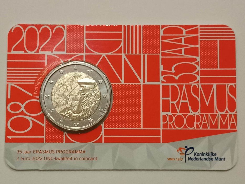 Moeda 2€ em Coincard Erasmus Holanda