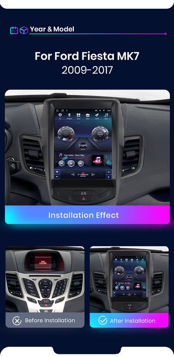 Rádio Ford fiesta 9,7 Polegadas 2009-16 Carplay GPS wifi Bluetooth