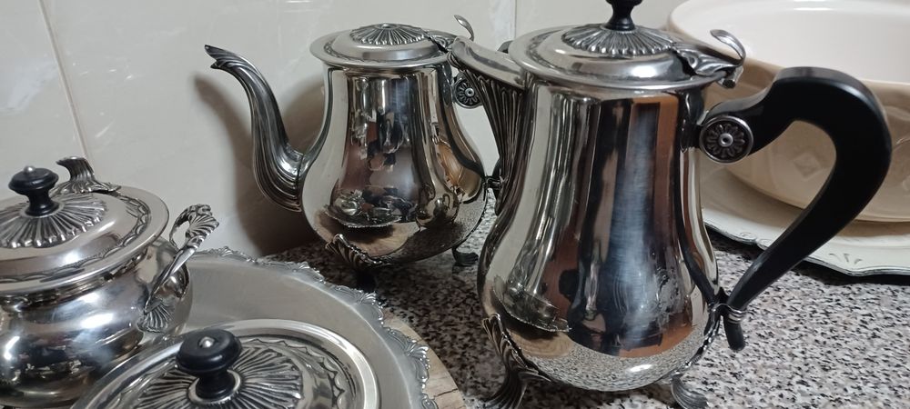 Servico de chá/café, Vintage, NOVO, em aço inox 18-10