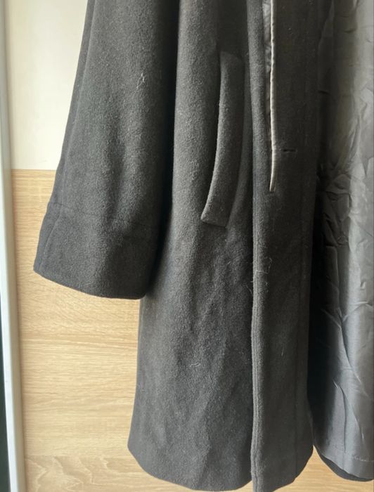 Długi czarny płaszcz wełna kaszmir oversize