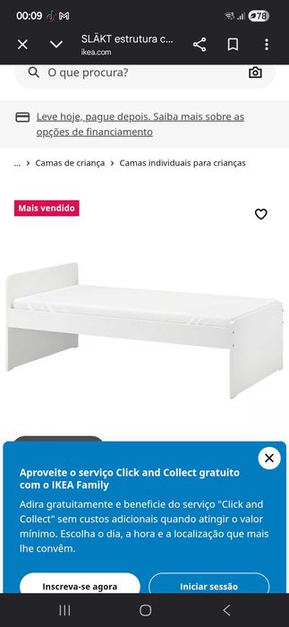 Cama solteiro com estrado e colchão
