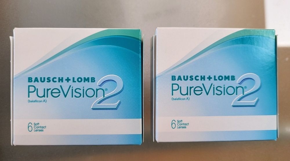 Soczewki miesięczne PureVision2, moc: -2,25, 2 opakowania = 12 sztuk soczewek