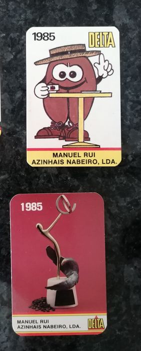 Conjunto de 11 calendários com publicidade da marca de cafés Delta.

A