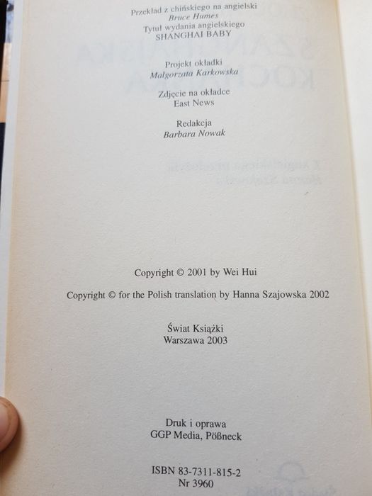 Książka Zhou Wei Hui Szanghajska Kochanka