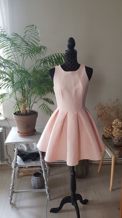 Sukienka wizytowa, na wesele, randkę, pudrowy róż, A. Rudzka,  r.38