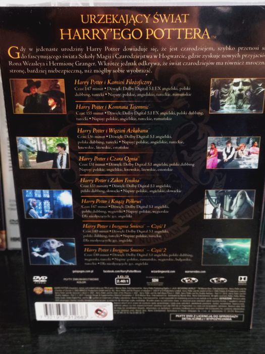 Harry Potter pełna kolekcja 8 filmów DVD nowe folia