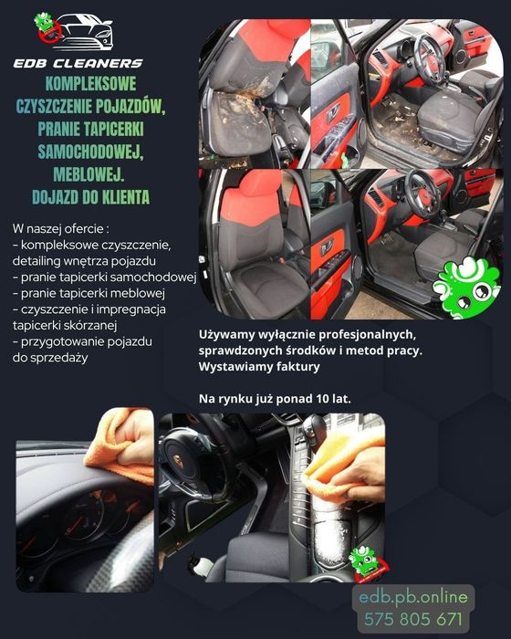 1+1 50% taniej! EDB CLEANERS - kompleksowe czyszczenie, pranie tapicerki, detailing wnętrza pojazdu | DOJAZD GRATIS