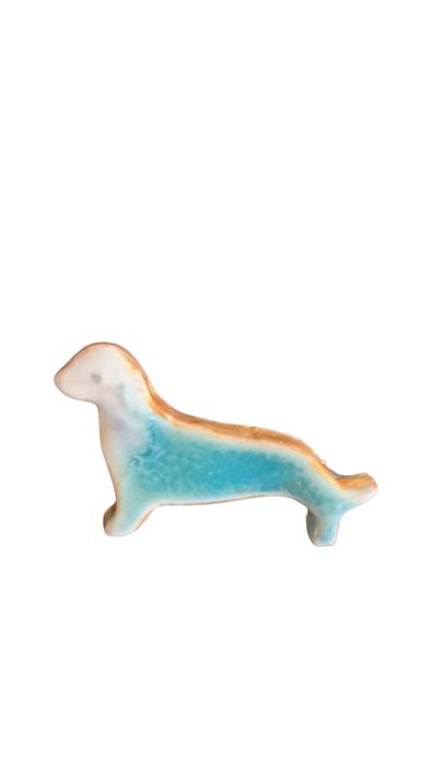 Jamnik ceramiczny broszka Handmade