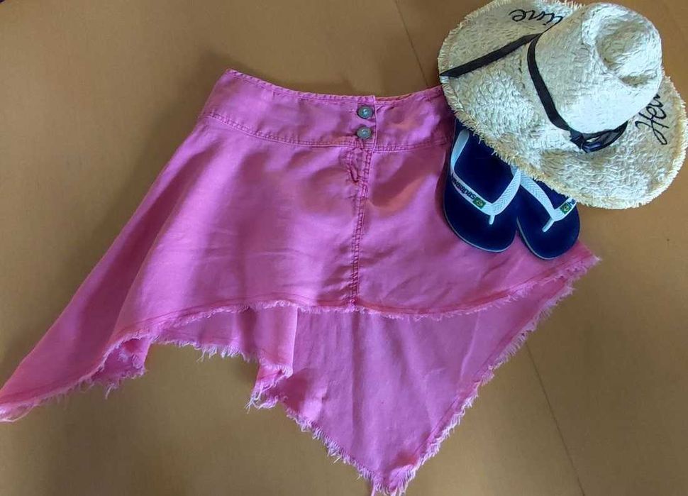 River Island spódnica lniana letnia przewiewna mini  asymetryczna