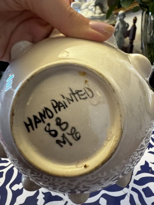 Portugalska porcelana ręcznie malowana koszyk 1988