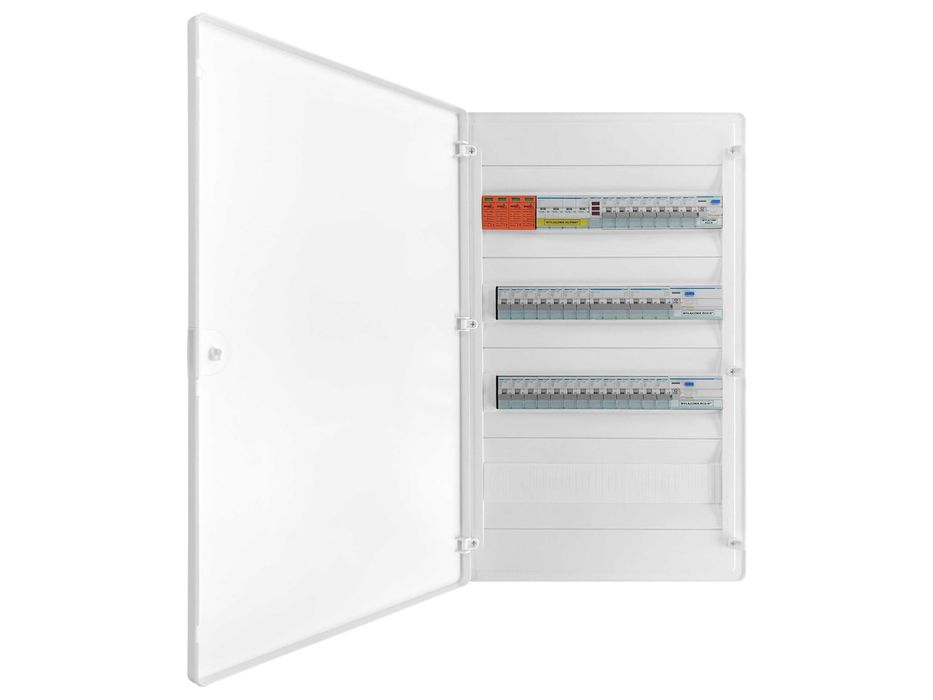 Rozdzielnica natynkowa z zabezpieczeniami, gotowa 4x18 modułów Hager
