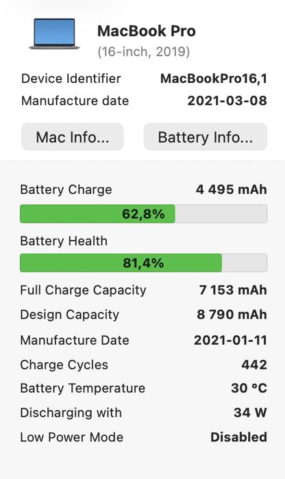 MacBook Pro 16 2019 Intel i9 32GB 1TB SSD Radeon 4Gb