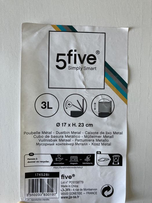 Caixote Lixo WC Preto 3 Litros - Como Novo