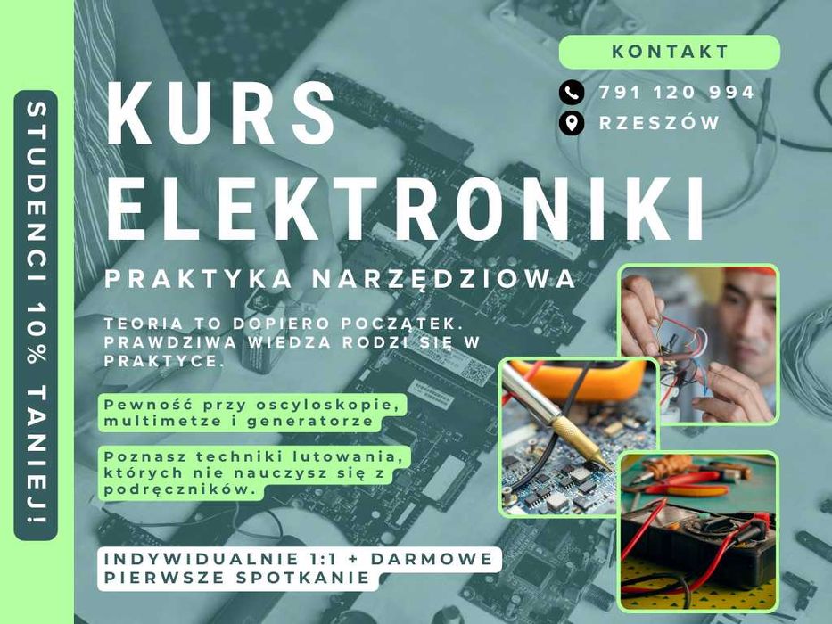 Kurs elektroniki – oscyloskop, multimetr, lutowanie (Rzeszów) | indywidualnie + 1. spotkanie gratis