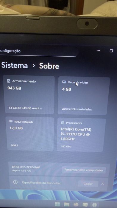 Aspire V5-572G com windows 11