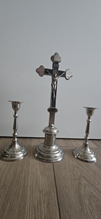 Zestaw kolędowy, krzyż, lichtarz