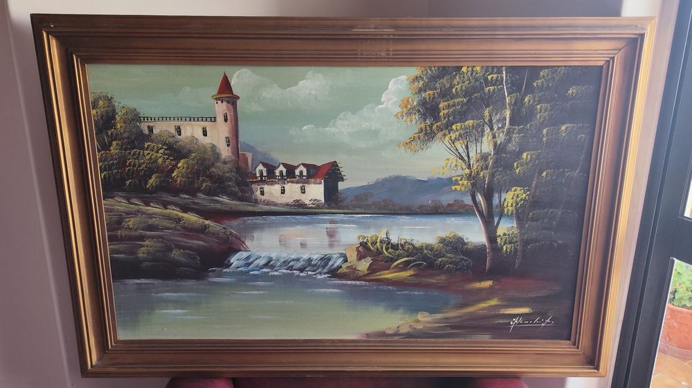 Pintura de paisagem em estilo romântico/clássico