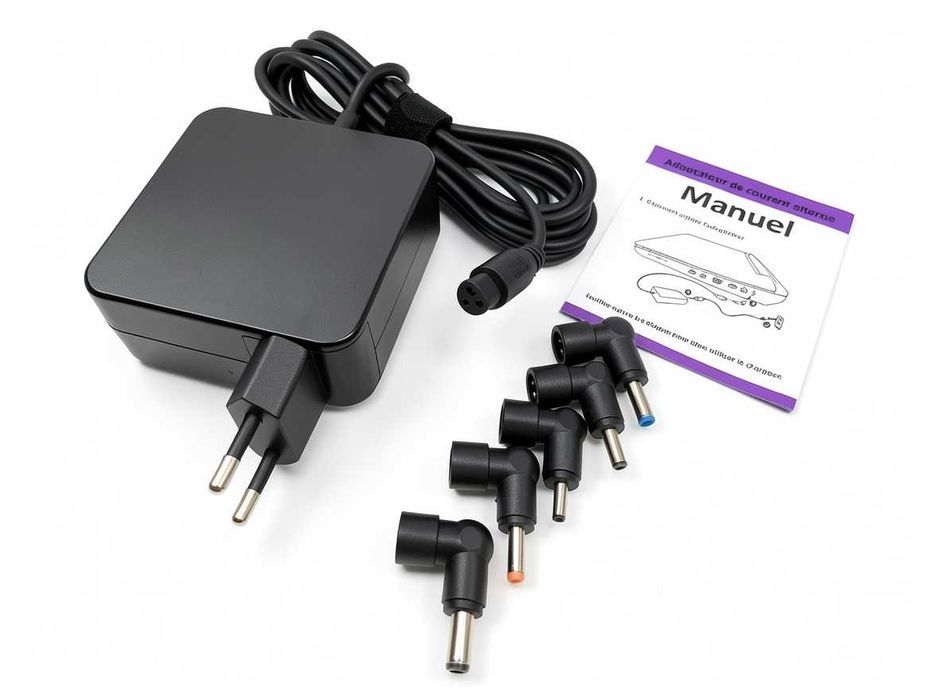 B207 Uniwersalna Ładowarka Zasilacz Do Laptopa 65W 45W 33W 19V 3.42A Asus Lenovo HP Acer Toshiba Zestaw 5 Wymiennych Końcówek Kołkowych DC