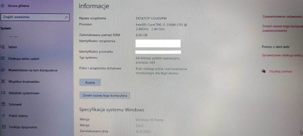 HP 15-D - 15,6 cala - Core i3 4 x 2,40 GHz - 6GB Ram -240GB SSD -Win10