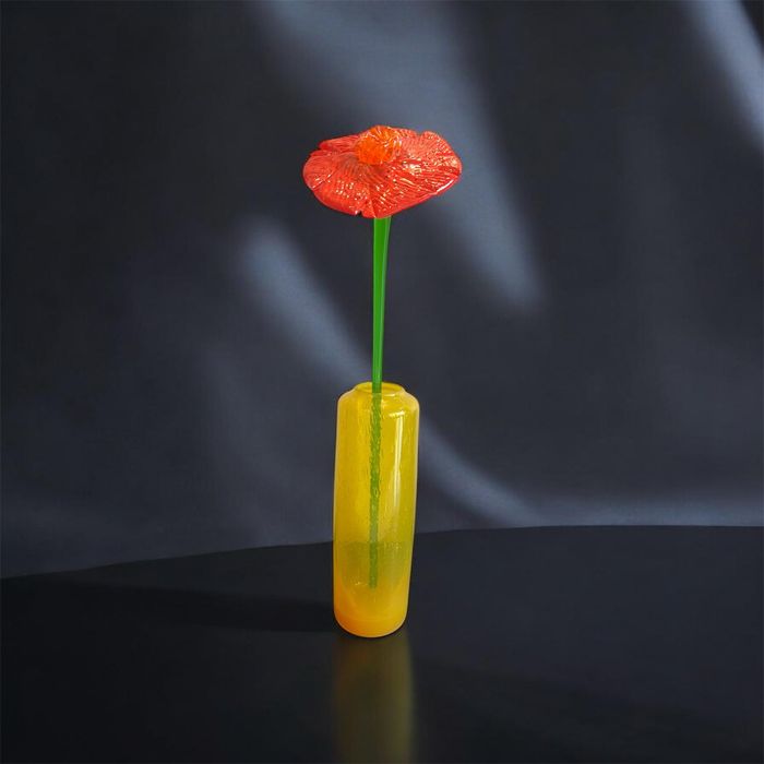 Szklany kwiat Exbor 50 cm vintage Czechy stan idealny