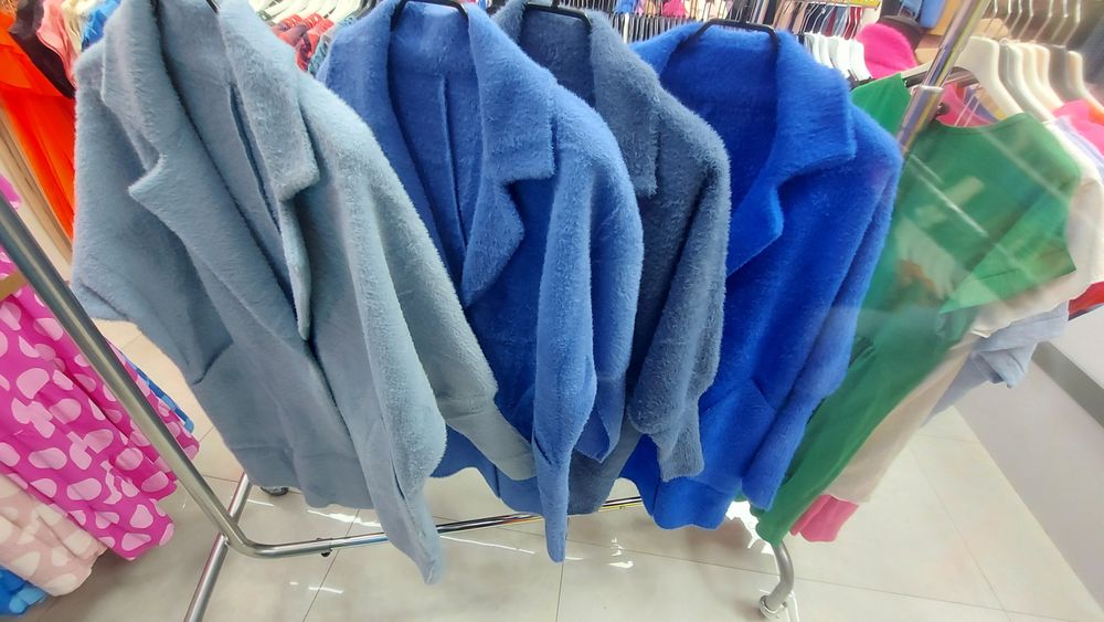 Płaszcz alpaka  błękit niebieski  jeans chabrowy