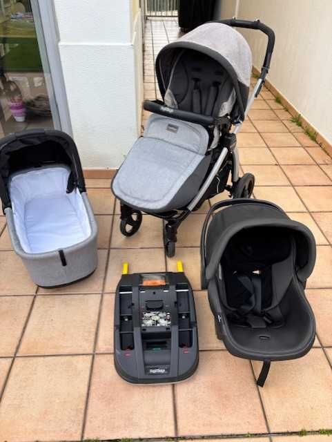 Carrinho Peg Perego + Ovo + Base ISOFIX + Alcofa + Forra Ovo