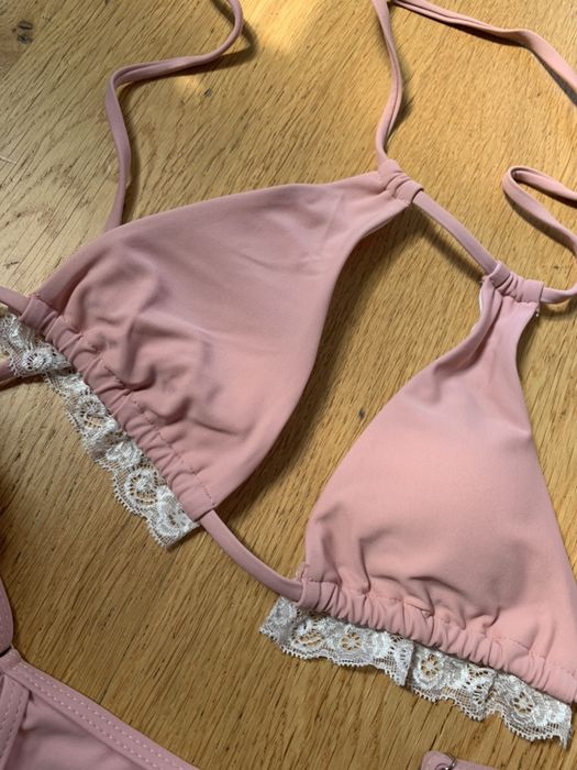 Bikini strój kąpielowy rozmiar M brudny róż z falbanką