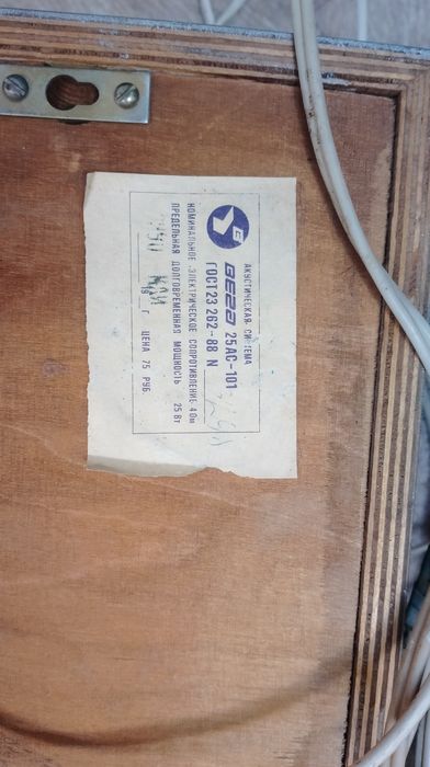 Аудіо системи Вега -25АС-101. Робоча