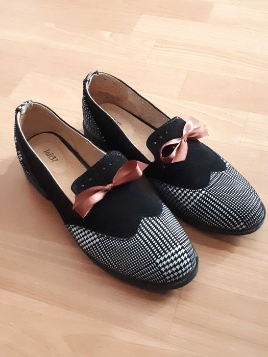 Buty LOFT37 Mokasyny skóra czarno-biale r.38
