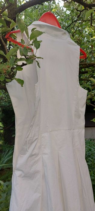 L Ralph Lauren biała plisowana sukienka midi