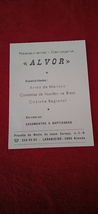 Calendário de bolso Alvor de 1990