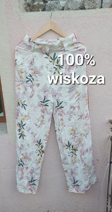 spodnie wide leg w kwiaty z lampasami Soaked in Luxury S M 36 38 100% wiskoza lato zwiewne plaża